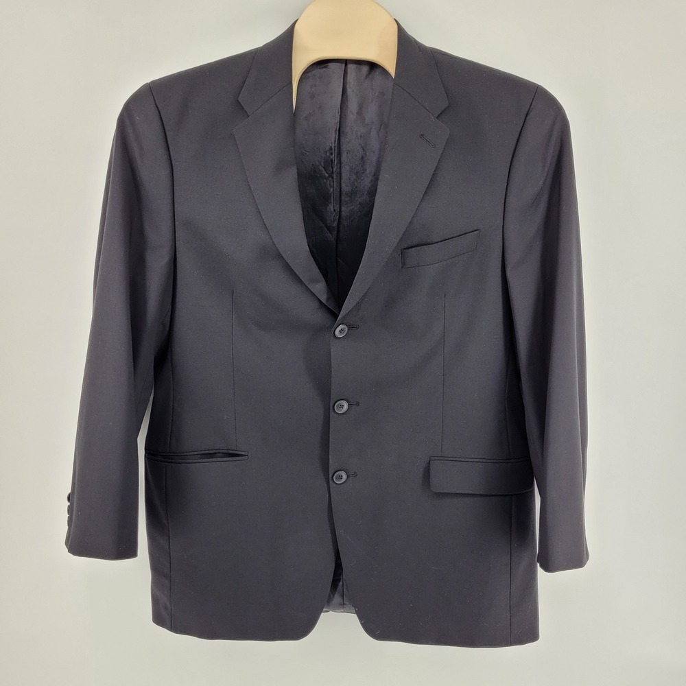 Ralph Lauren Size 44L Suit Jacket Sport Coat Blazer Jacket Black Wool Blend